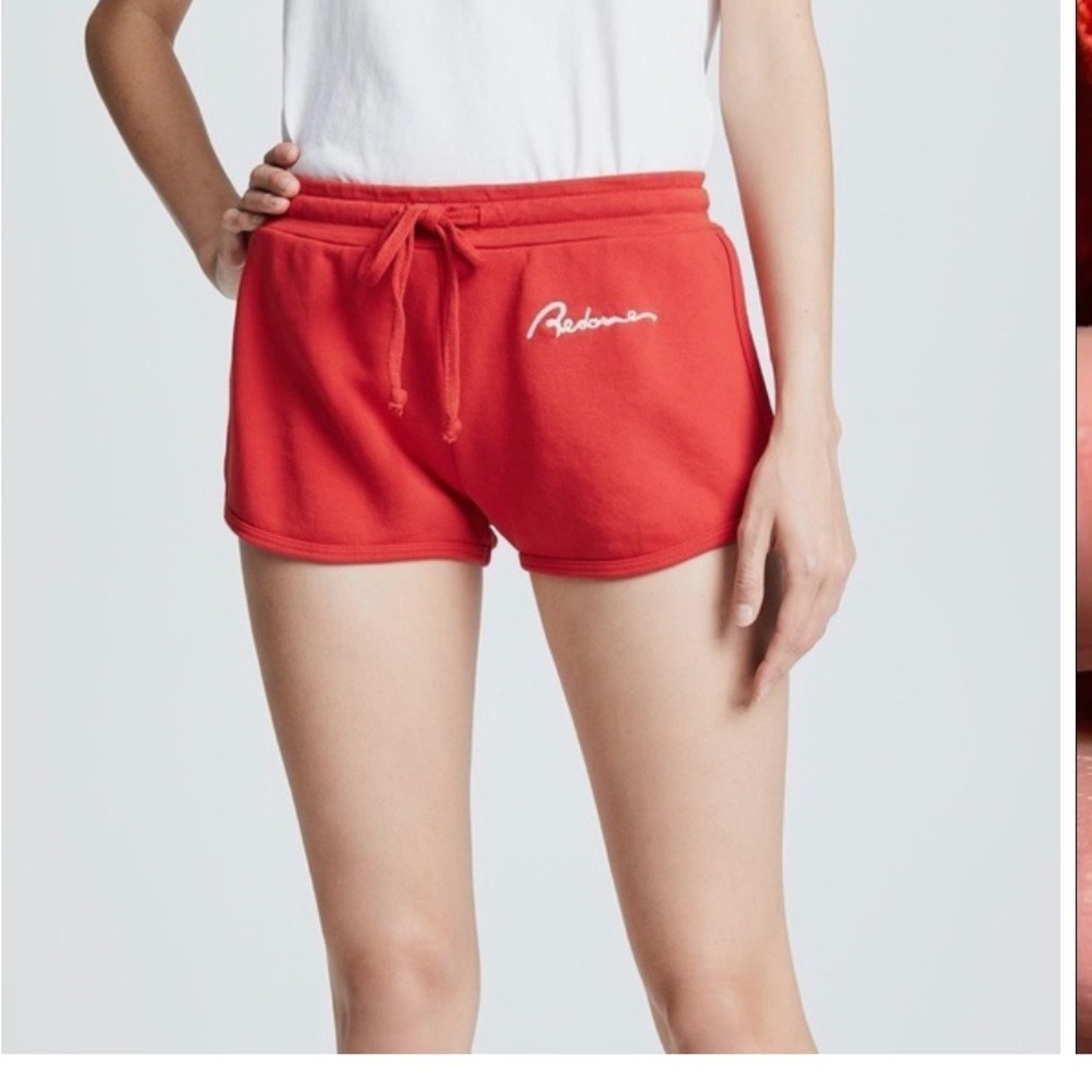 Re/Done French Terry Red Sweat‎ shorts White logo Drawstring size XS